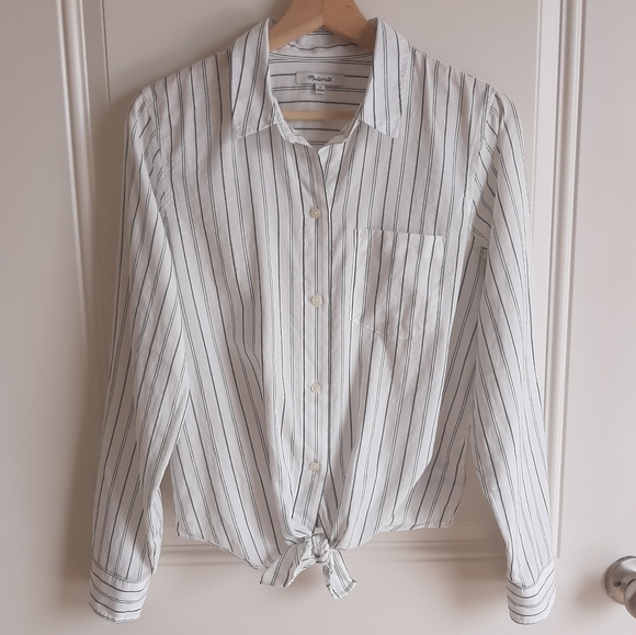 Madewell Tops - Madewell Darcy Stripe Tie Front Shirt Size Medium